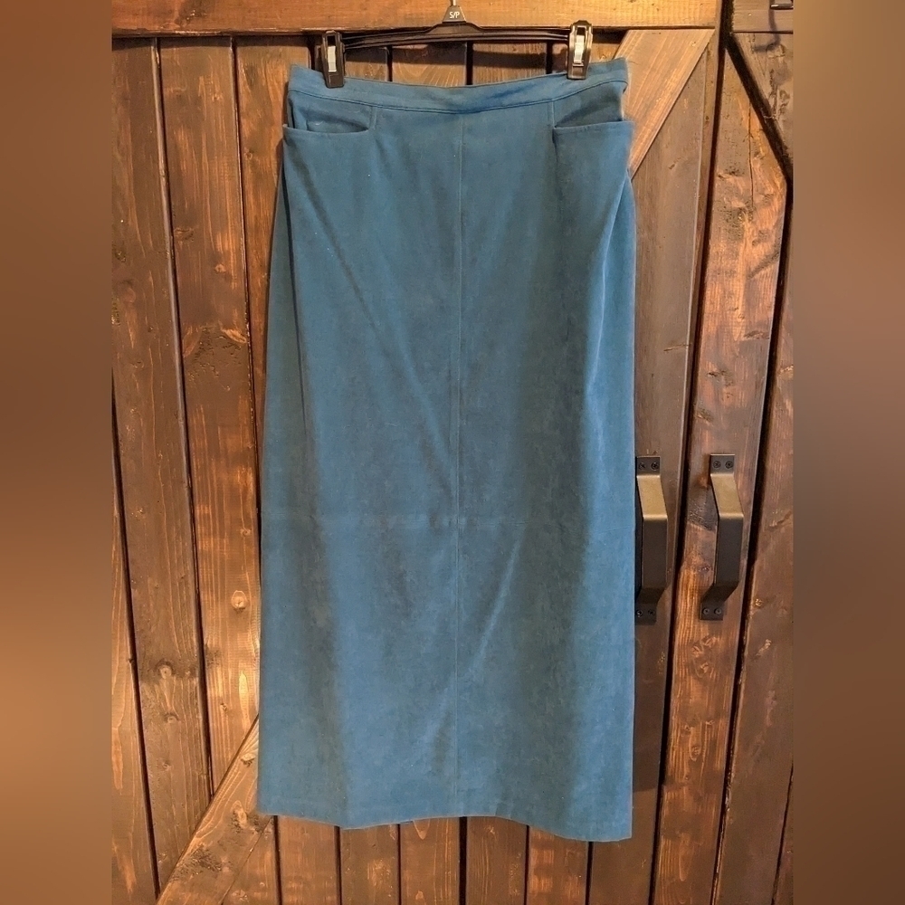 Vintage 90s Norton McNaughton skirt, size 10, tealish blue